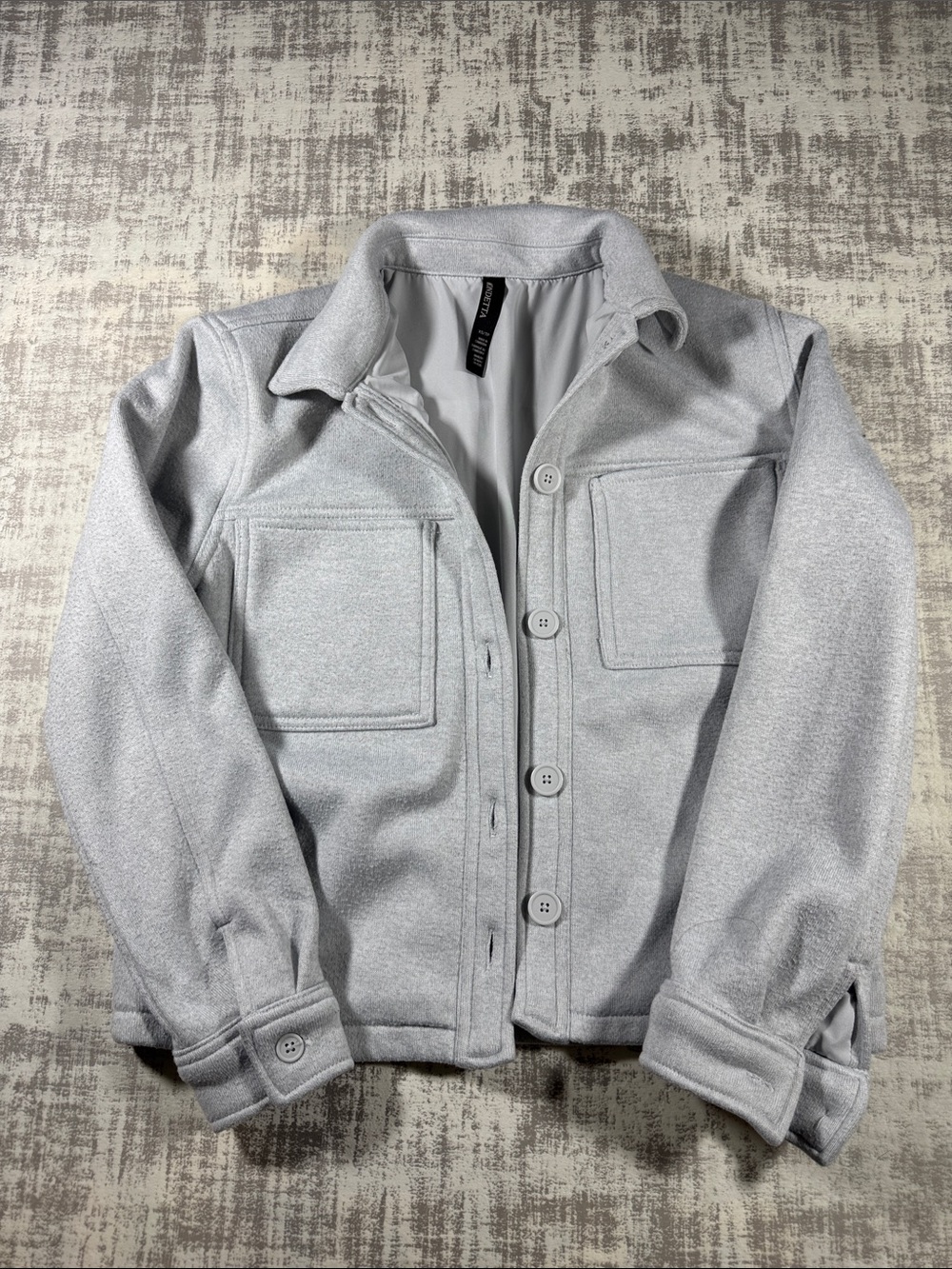Mondetta womens Light Gray Button-Up Shirt Jacket size XS 20X17 PTP